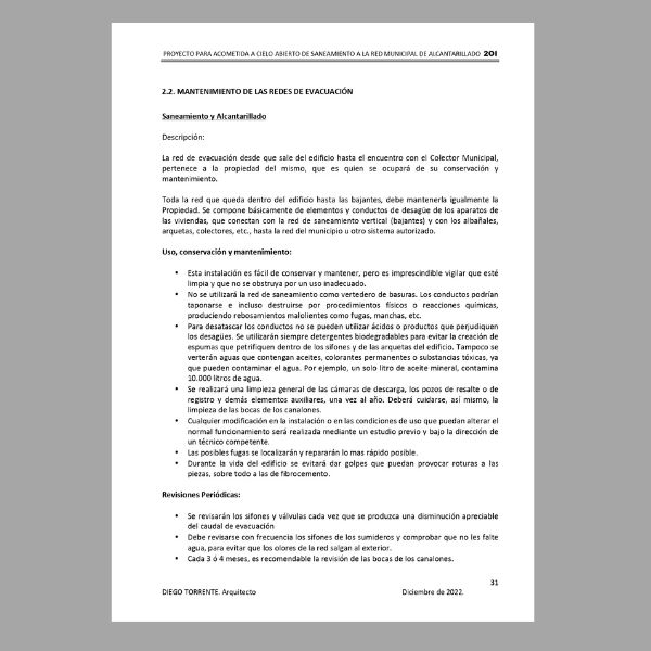 Plantilla Real Proyecto De Acometida De Saneamiento