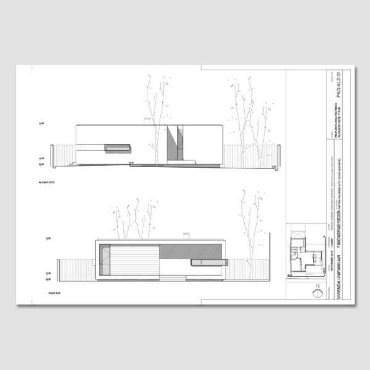 Contenido del proyecto para una casa con sótano y patio