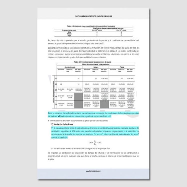 pagina de muestra de Proyecto de vivienda unifamiliar completo en pdf	con tablas