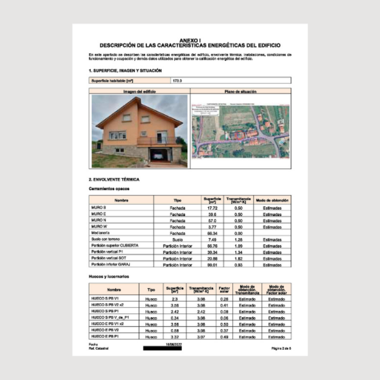 Plantilla para certificado energético de vivienda