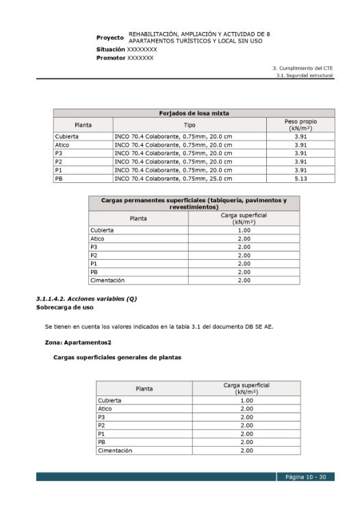 Contenido de esta memoria con planos para habilitar a uso vacacional