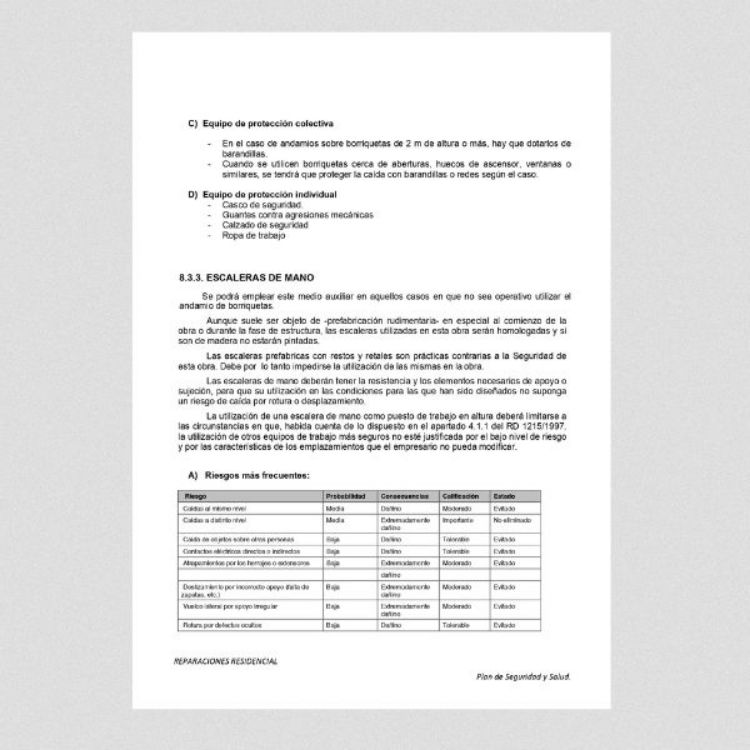 Portada plan de seguridad y salud obra de rehabilitación