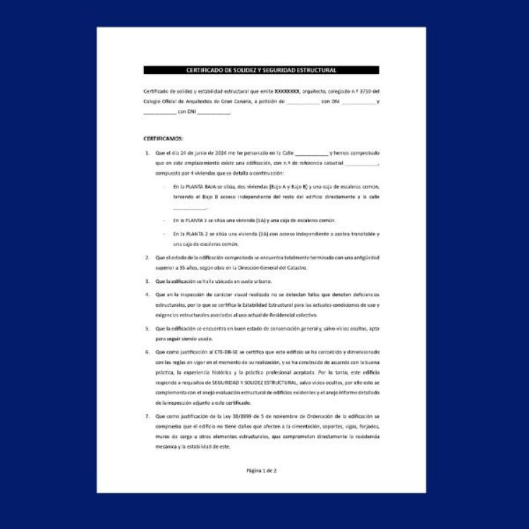 Imagen de Certificado de solidez y seguridad estructural de un edificio